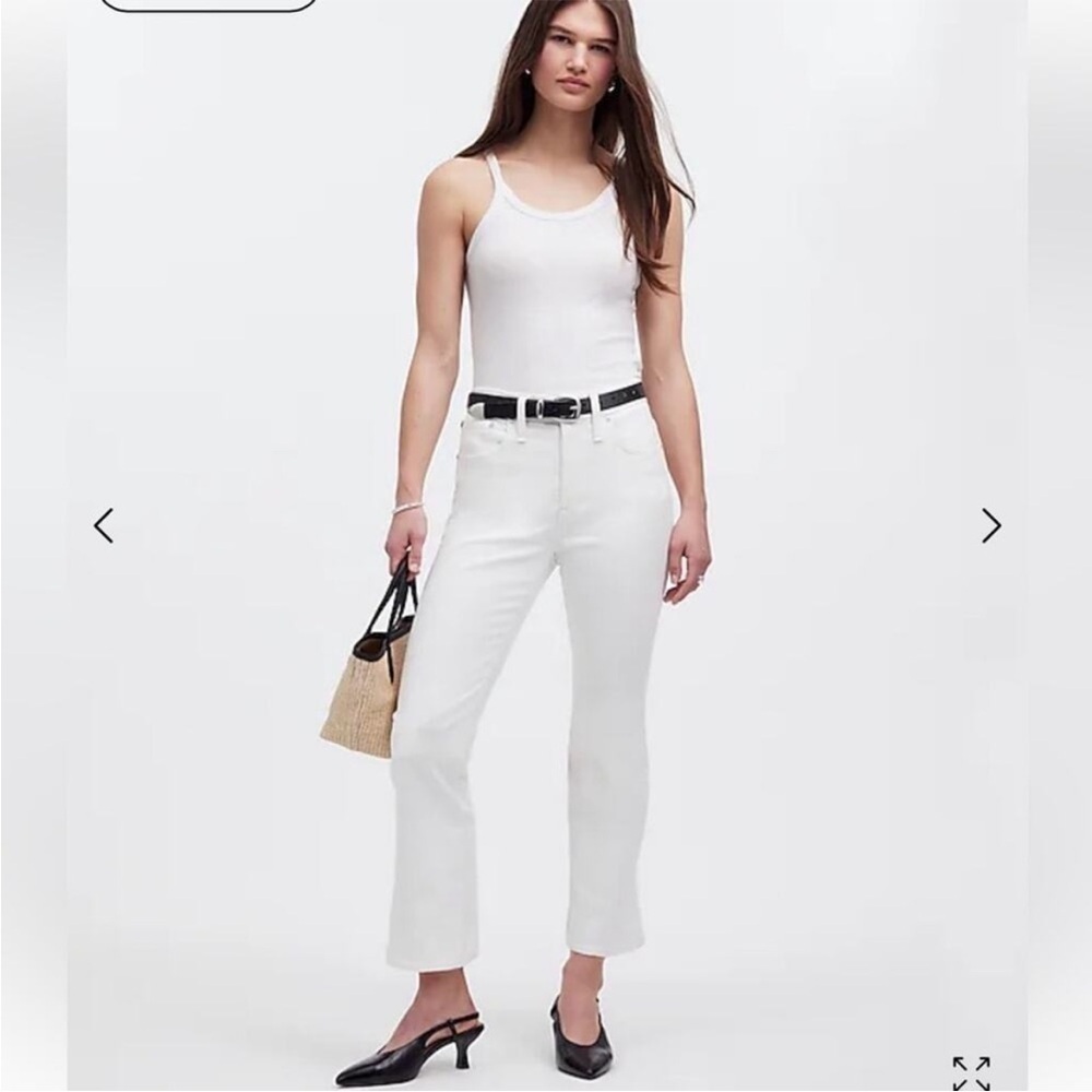 Madewell Mid-Rise Kick Out Jeans Pure White Womens size 24 Minimalist Casual